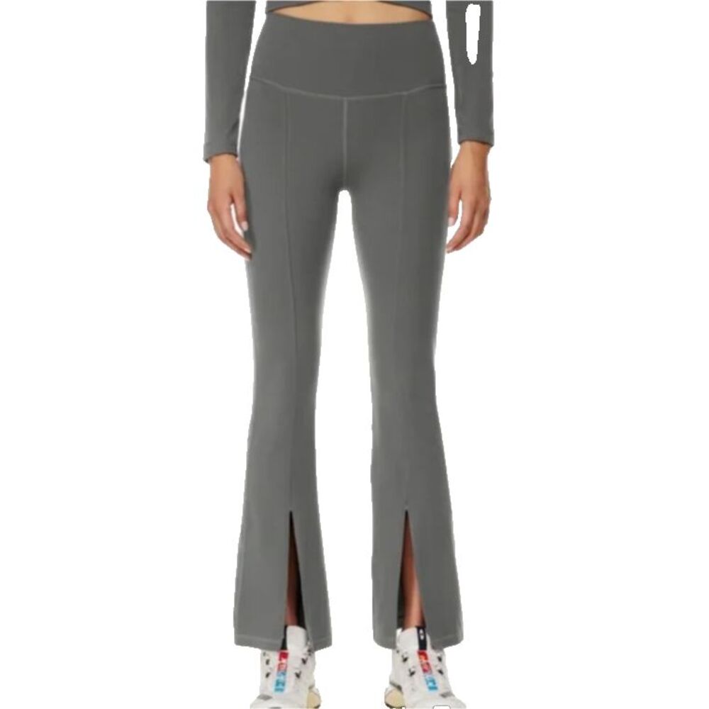 Aritzia TnAction Gray Flare Leggings Split Hem Yoga Pants High Rise XS